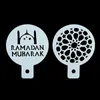 8PCSペットEid Mubarak Coffee Spray Stencils Cookie Biscuit Cake Mold Ramadan Mubarak Muslim Islamic Festival Party DIY Decoration