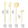 24 -stcs luxe gouden serviesgoed roestvrij staal tafelwerk lnife vork koffielepel flatware set261w