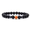 Beaded Armband 8mm Frosted Black Volcanic Stone Amber Stone Weathered Stone Women's Energy Yoga Armband