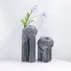 Vaser Heminredning Hartsstaty av Creative Black White Stripes Vase Multifunktionellt hantverk Dekoration Vardagsrum