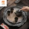 Tea Trays Retro Ceramic Tray Large Bamboo Household Japanese Set Water Storage And Drainage Dual-Use