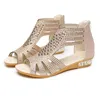 Boho Roman Buckle Wedge Sandals Women Hollow Womens Closed Toe Ankle Flat Sandal Summer Women Shoes 240409