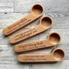 Coffee Measuring Scoop 2In1 Wood Engraved And Bag Clip Kitchen Tools Spoon Easy To Use 240410