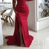 Party Dresses Arrival Spandex Long Sleeve Evening Dress Dubai Gowns Vestidos De Noche High Neck Red Prom For Women 2024