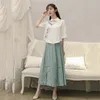 Été Femmes chinois Tai Chi Vêtements Femmes Rétro Retro Casual Yoga Femme Hanfu Jupe de chemisier 2 pièces pour femmes 11812