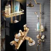 Robinet de mélangeur de douche en laiton antique ensemble une poignée avec porte-rangement robinet de douche robinet pivotant