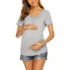 Nouveaux hauts de maternité Femmes Comfort Confort Clain à manches Collières Colongeurs Mall Mallfeeding T-shirts Maternity Maternity Wear Mom Plus Size