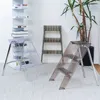 JOYLOVE Japanese Household Ladder Transparent Acrylic Portable Telescopic Folding Ladder Storage Three-step Pedal Plastic Ladder