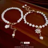 Real Gold Electroplated Baroque Pearl Zircon Flower French Bracelet Light and High Grade Hand Decoration