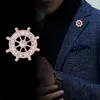 Broşlar Kore moda dümen kristal broş pim erkekler gömlek rozeti metal yaka yaka pimleri ve modaya uygun takı hediyeleri