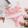 Beha's stelt sexy lingerie vrouw kan kant transparant ondergoed sprookjes borduurwerk kort delicate bh -kit push up breves erotisch