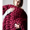 Couvertures couvertures en laine épaisse épaissies grandes fils de fil d'hiver tricot canapé-lit à plaid chaud