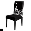 Musical Note Black White Spandex Chair Cover Office Banquet Chair Protector Cover Stretch Chair Cover for Dining Room