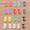 30pcs 8 * 15 mm 10color Metal Kc Gold Drop Huile Small Cat Charms Animal Pendant For DIY Bracelet Collier Bijoux