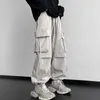 Pantalons masculins Joggers de cargaison noirs Black Hop Hop Unisexe Pants Streetwear Plus Pockets surdimensionnés surdimensionnés
