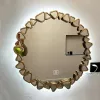 Led Lighted Makeup Mirror Bathroom Art Decor Round Dressing Table Wall Mirror Modern Metal Design Espejo Redondo Decorating Room