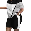 Frauen Tracksuits Frauen lässig Kurzarm Kurzarm Zwei -Stück -Sets Outfit 2024 Sommerbrief bedruckter Taschenanzug weibliche T -Shirt -Shorts 2 Stück Set Set