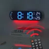 Large Digital LED Wall Clock with Atmosphere Light Color Changing Electronic Alarm Clock Temperature/Date/ Week Display