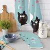 Valentin de la Saint-Valentin Black Cat Love Microfibre Cuisine serviette à main Dispue de tissu table Valent de table de ménage de nettoyage des serviettes pour cuisine