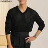 T-shirts pour hommes Incerun Tops 2024 Couleur solide de style coréen confortable V-col