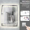 Stor LED-badrumsspegel med ljus LED-fåfänga spegel väggmonterad anti-dimma dimbara sminkspeglar för sovrummet