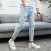 Heren jeans lente negende k-stijl silm trendy heren-stijl gebroken gaten broek