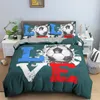 3D Boys Football Comforter Cover Set Queen Size Soccer Ball Duvet 1/2 Pillowcases 1 Bedding