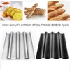 Nonstick Perforated French Bread Pan Loaf Bake Mold Toast Cooking Molding Toaster Pan Cloche Waves Silver Steel Tray