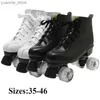 Inline Roller Skates Skateboarding shoes made of ultra-fine fiber leather and PU rubber adult mens unisex four-wheel skateboarding training shoes Y240410