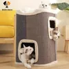 Nuevo diseño Sisal Cat Tree Play House MARCO DE CUMPLACIÓN Plataforma de cueva de la torre con pelota Muebles de gato de juegos de juguete