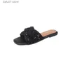 Sandali di pantofole design francese sentendo sandali a fondo piatto per abbigliamento estivo femminile 2024 Nuovo stile casual di nicchia in stile fata H240410