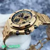 Grestest AP Wrist Watch Royal Oak Offshore Series 26470or Gold Shell Gold Band Chronograph Mens Watch 18K Rose Gold Material 42mm 42 mm