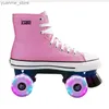 Patins em linha patins adultos skates de rolos de tela dupla adultos Flash de tênis de quatro rodas de quatro rodas de tênis de skate unissex de skate de skate