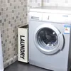 Rullande tvättkorg på hjul tvätthamare tvättar smutsiga kläder med hjul tunn tvättlagring fällbar T200602254G