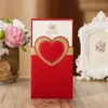 50st Red White Laser Cut Wedding Invitations Card Love Heart gratulationskort Anpassa kuvert Bröllopsfest gynnar leveranser