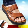 Sandals Chaussures pour hommes de la plage de la vache de vache authentique en cuir non gannières à grenouilles respirantes deux utilise des sandales 240409