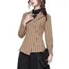 Blouses pour femmes Spring and Automne Collar Stripe Business Wear Tapon Tapon Shirt Femme Patchwork Slim Casual Top à manches longues