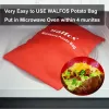 Walfos 5/10pcs洗えるマイクロ波ポテトバッグオーブン用クイック高速蒸気ポケット4分間の簡単な調理