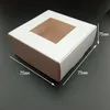 100pcs Kraft Paper Gift Box For The New Year Clear Window Soap Case Chocolate Candy Wedding Christmas Goods Packaging Bags