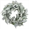 Decorative Figurines Spring Flocked Lambs Ear Wreath Year Round Everyday Foliage On Grapevine Base With Greenery Leaves