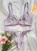 Bras Sexy Bra Sets for Women Floral Transparent Lingerie Lace Embroidery Fairy Seamless Underwear See Through Exotic Bra Brief Set 240410