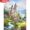 Huacan 5d Diy Diamond Embroidery Castle Full Drill Square Diamond Målning Landskap Diamond Mosaic Building Needwork Wall Art