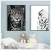 White Wall Art Nursery Canvas Painting Pictures For Living Room Home Decor Jaguar Cow Affiche et imprimés animaux mignons