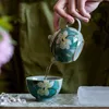150 ml boutique handmålad lotus keramisk te potten underglasyr färg sångare kruka med filter te maker liten potten kung fu teaware