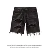 High Street Perforated Shorts for Mens Oversized distressed Ragged Edge Beggar Cowboy Split Pants Instagram 240410