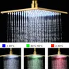 Bathroom Gold LED Concealed LCD Digital Shower Set Hot Cold Mixer Value Brass Thick Shower Head Two Type 3 Way Bath Faucet