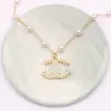 Women's Designer Double Letter Pendant N Simple Gold Plated Crystal Pearl Rhinestone New Necklace Wedding Party Jewelry Accessories