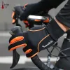Santic Men Winter Cycling Gloves Bike MTB Warm Thermal Fleece Cold-Proof Bike Full Finger Gloves Winddicht Aziatische maat K9M9134