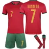 Футбольные наборы/спортивные костюмы 2425 Кубок Португалия Home Football Kit № 7 C Ronaldo Jersey 8 B Файт Детский набор