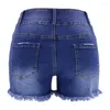 Dames shorts Women Rolden Hem Stijlvolle hoge taille denim met gescheurde randdetail Slim Fit -knop Sluiting zacht voor de zomer